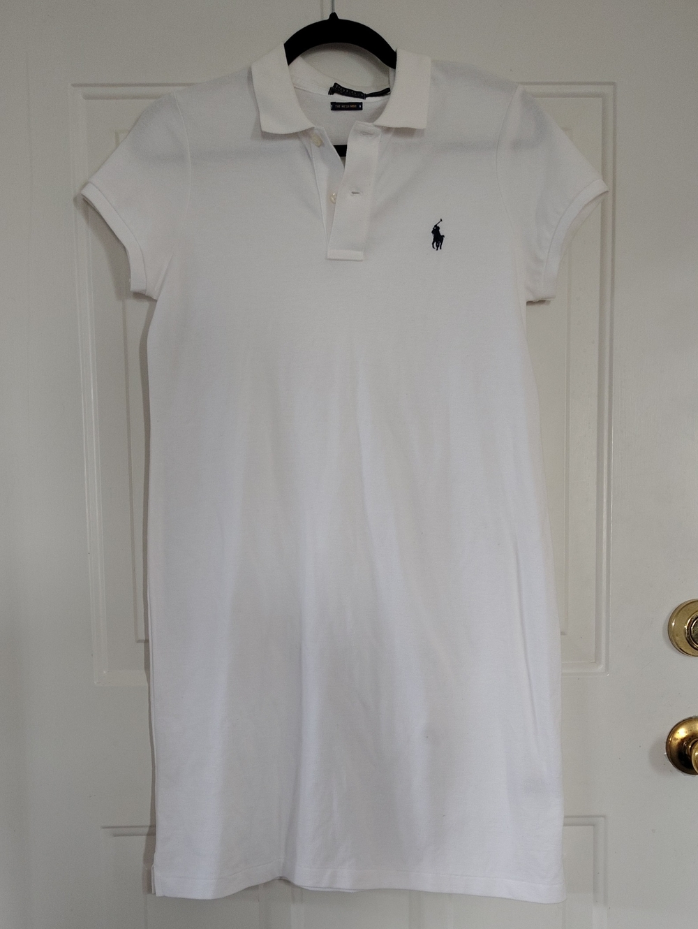 POLO Ralph Lauren White Polo Mini Dress with Navy Pony Embroidery Women's S